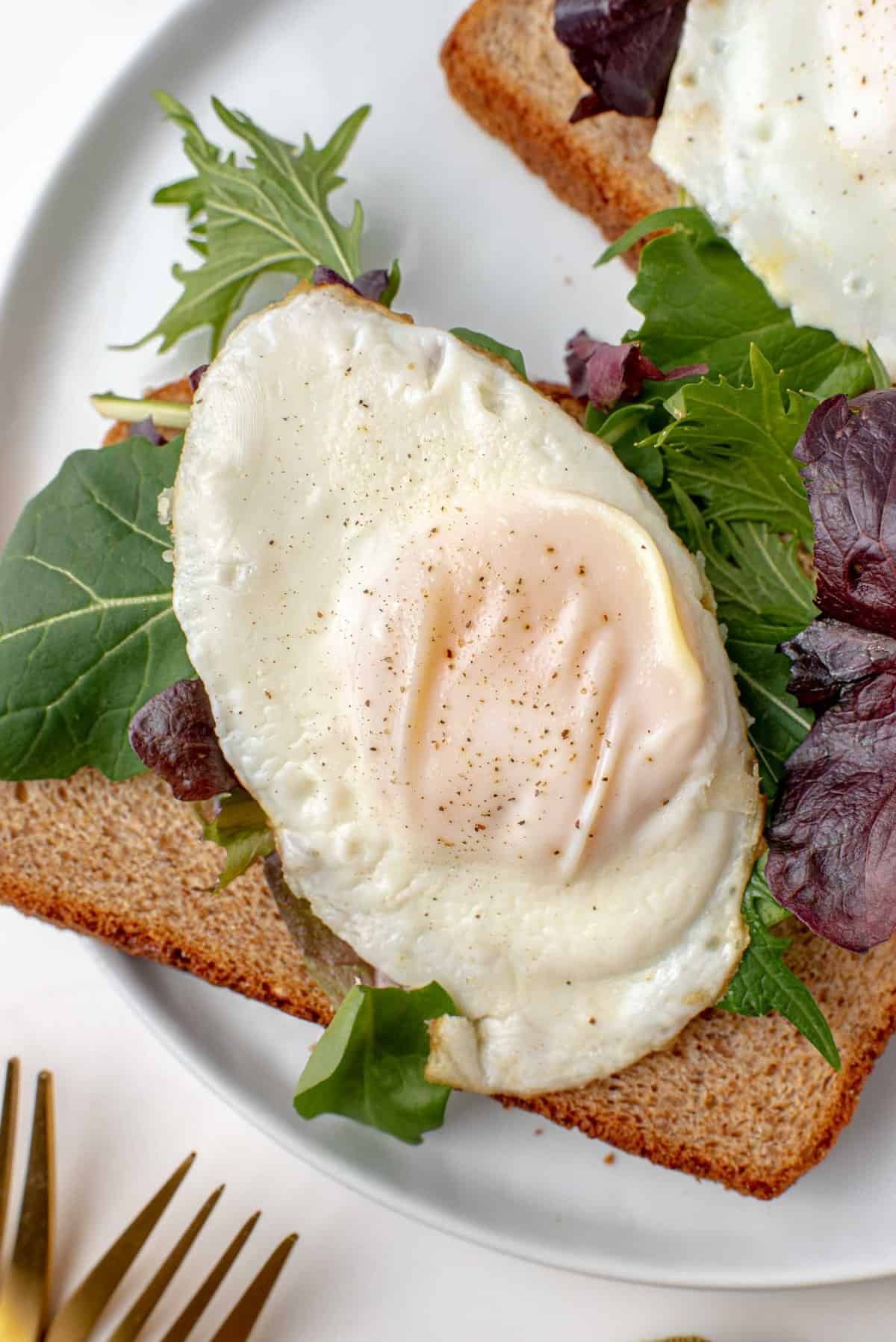 Ovo pochê em verduras.