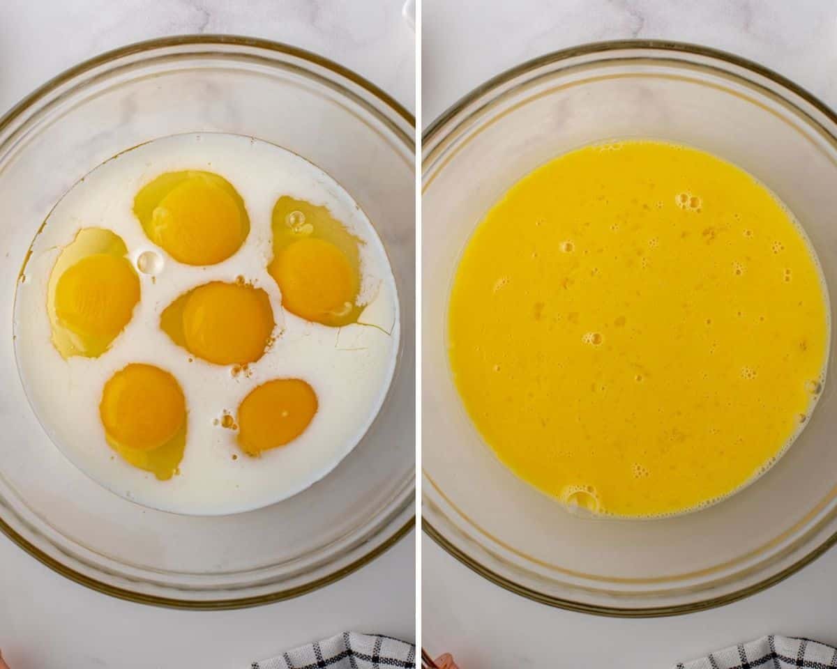 Ovos crus e depois de mexidos