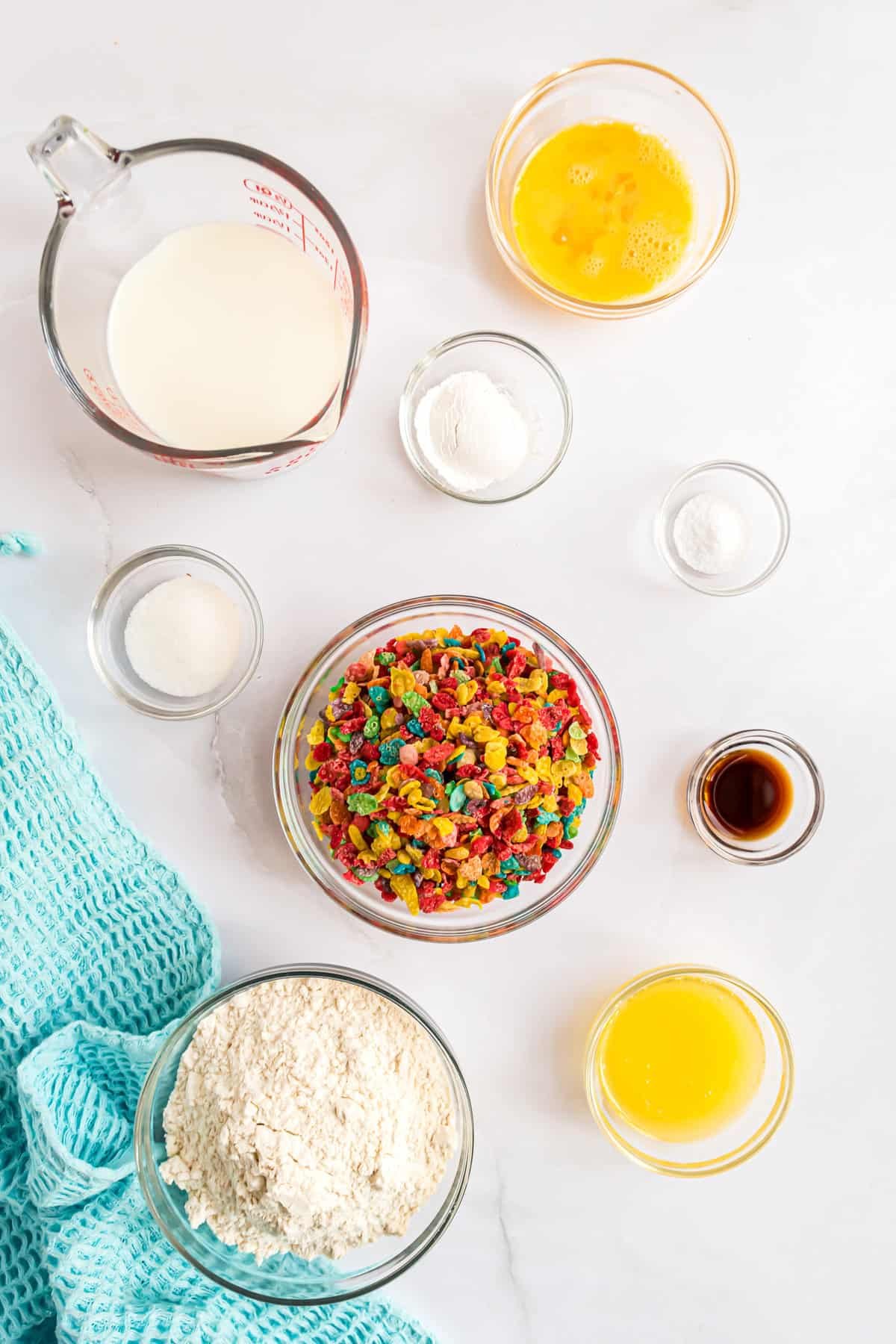 Ingredientes necessários, incluindo Fruity Pebbles.