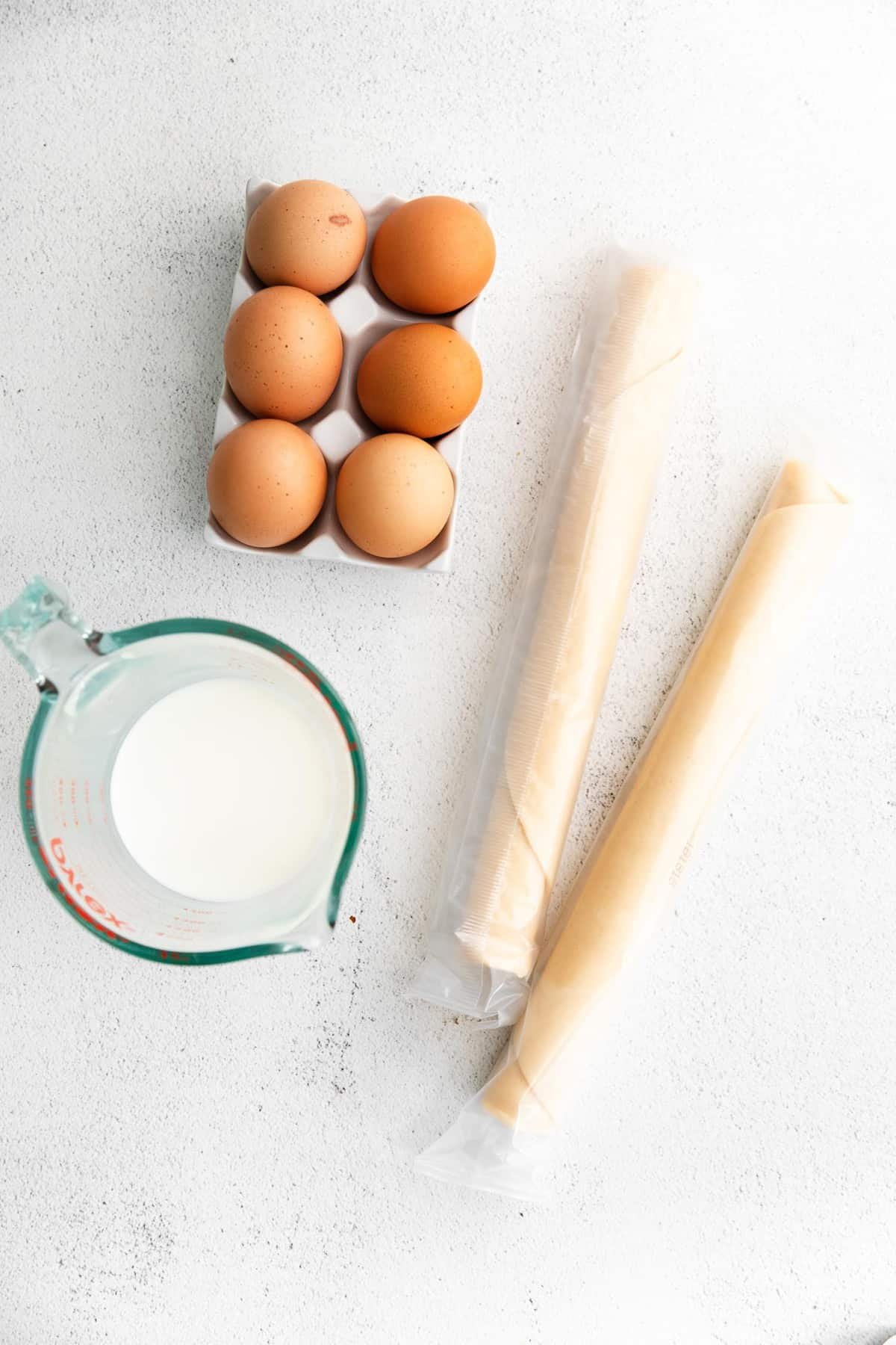 Ingredientes necessários para mini quiche.