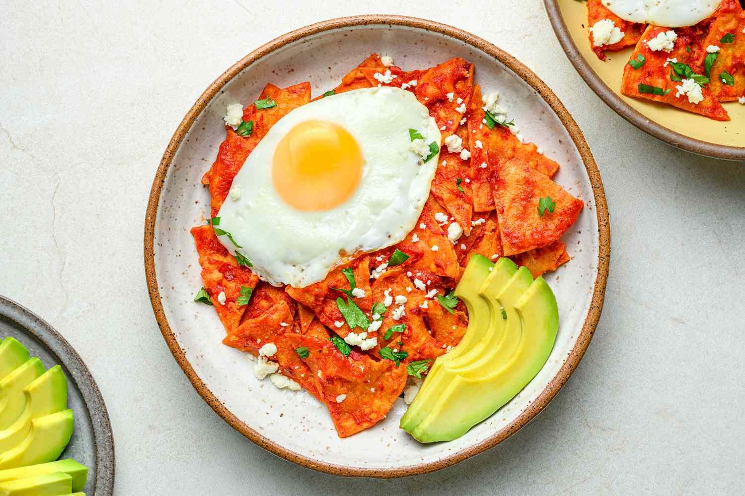 Chilaquiles Rojas With Fried Eggs