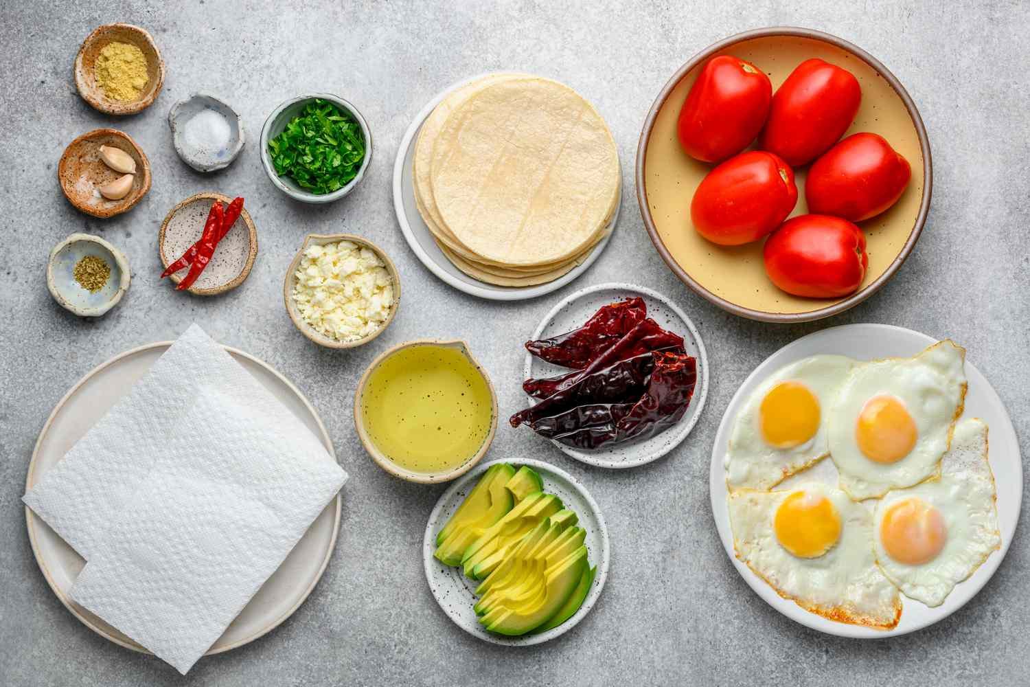 Ingredients to make chilaquiles