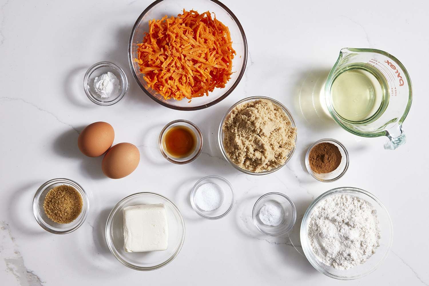 Carrot cake muffin ingredients gathered