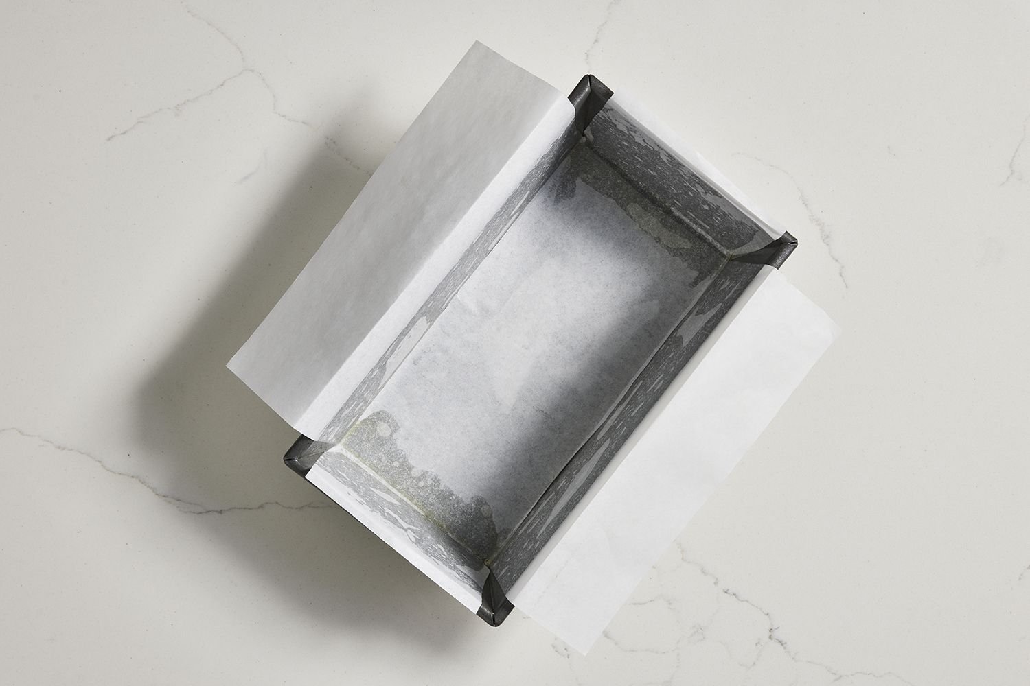 loaf pan lined with parchment paper
