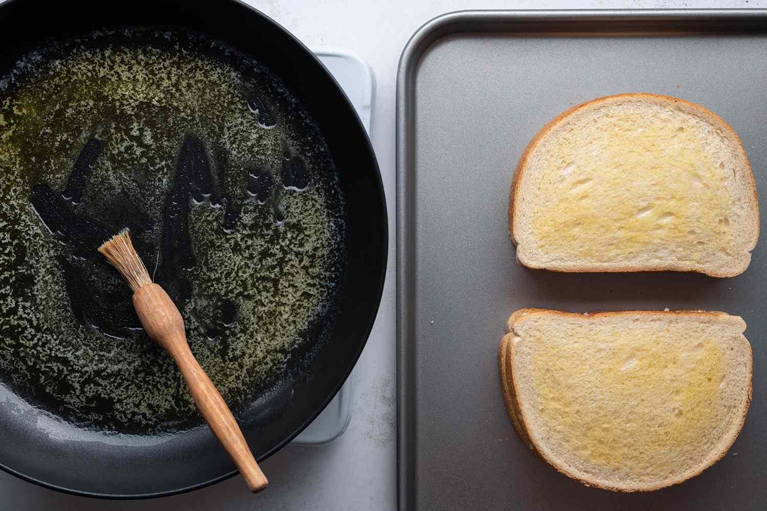 Butter melting in a skillet for sandwiches