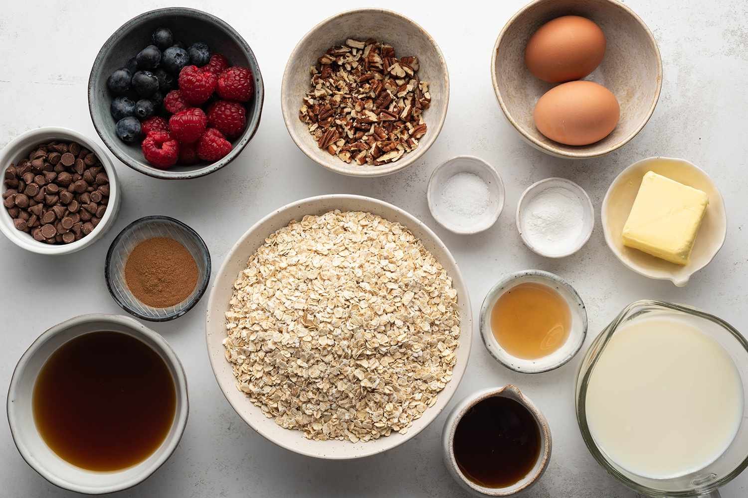 Easy Baked Oatmeal ingredients in bowls