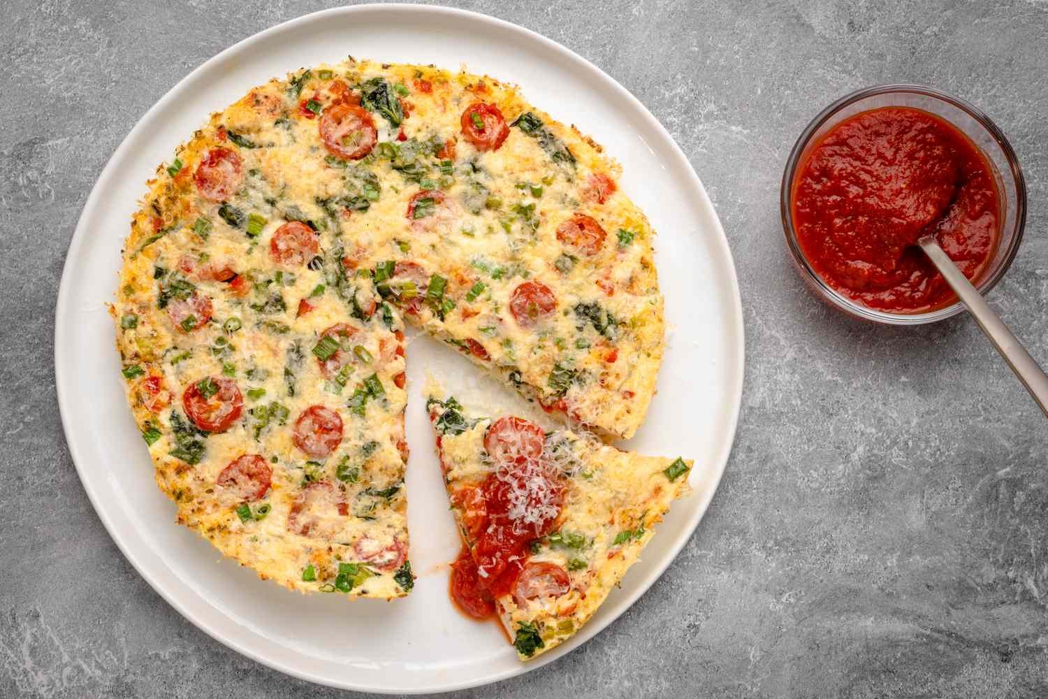 egg white frittata and marinara sauce