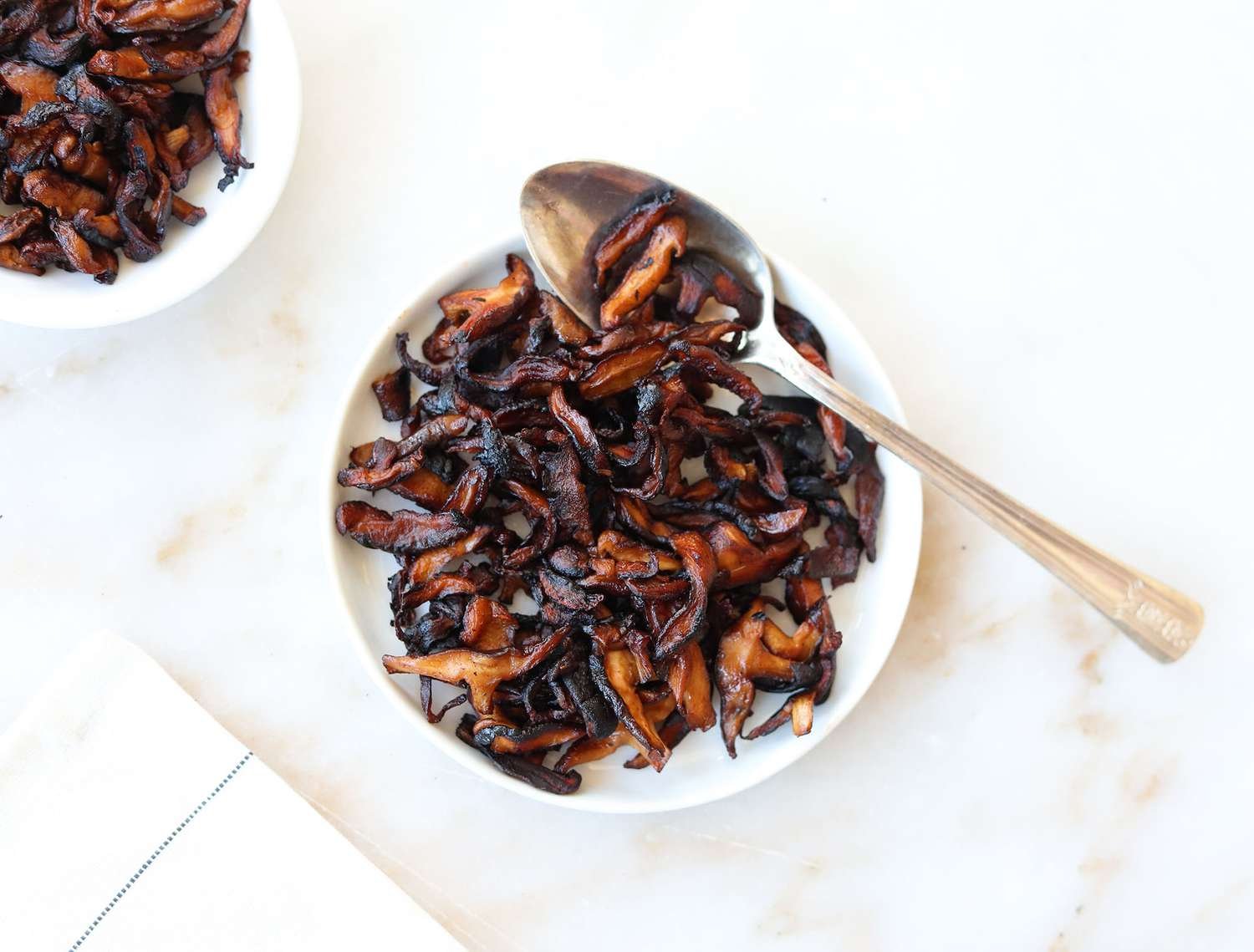 shiitake bacon served