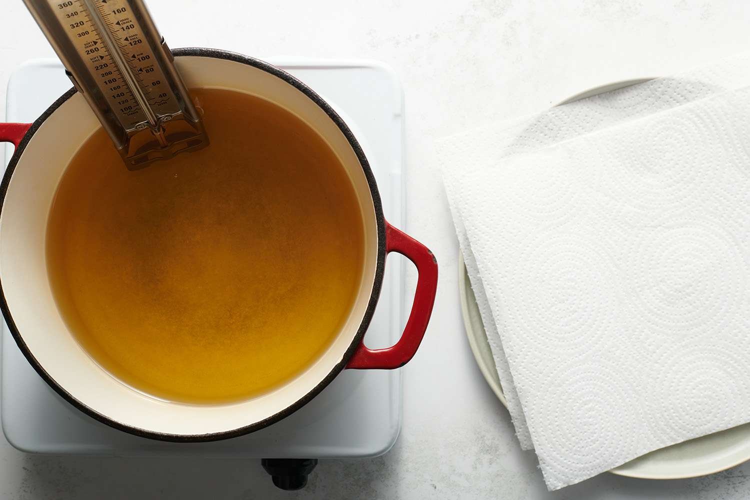 oil heating in a dutch oven