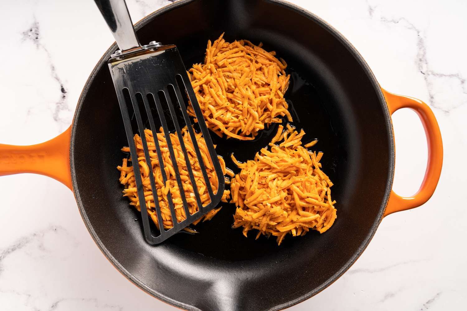 Flattening Sweet Potato Patties