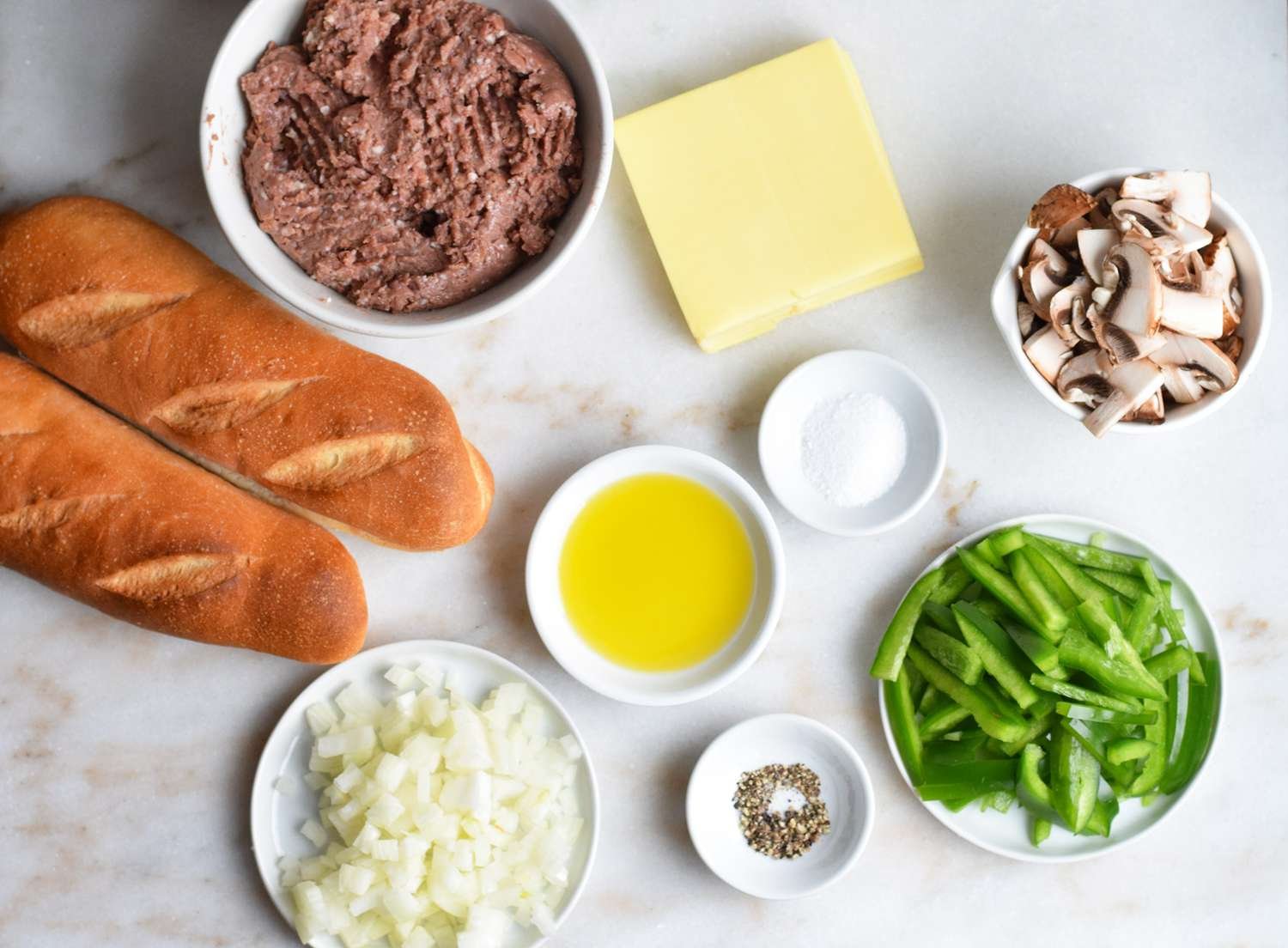 Ingredients for beyond meat Philly cheesesteak