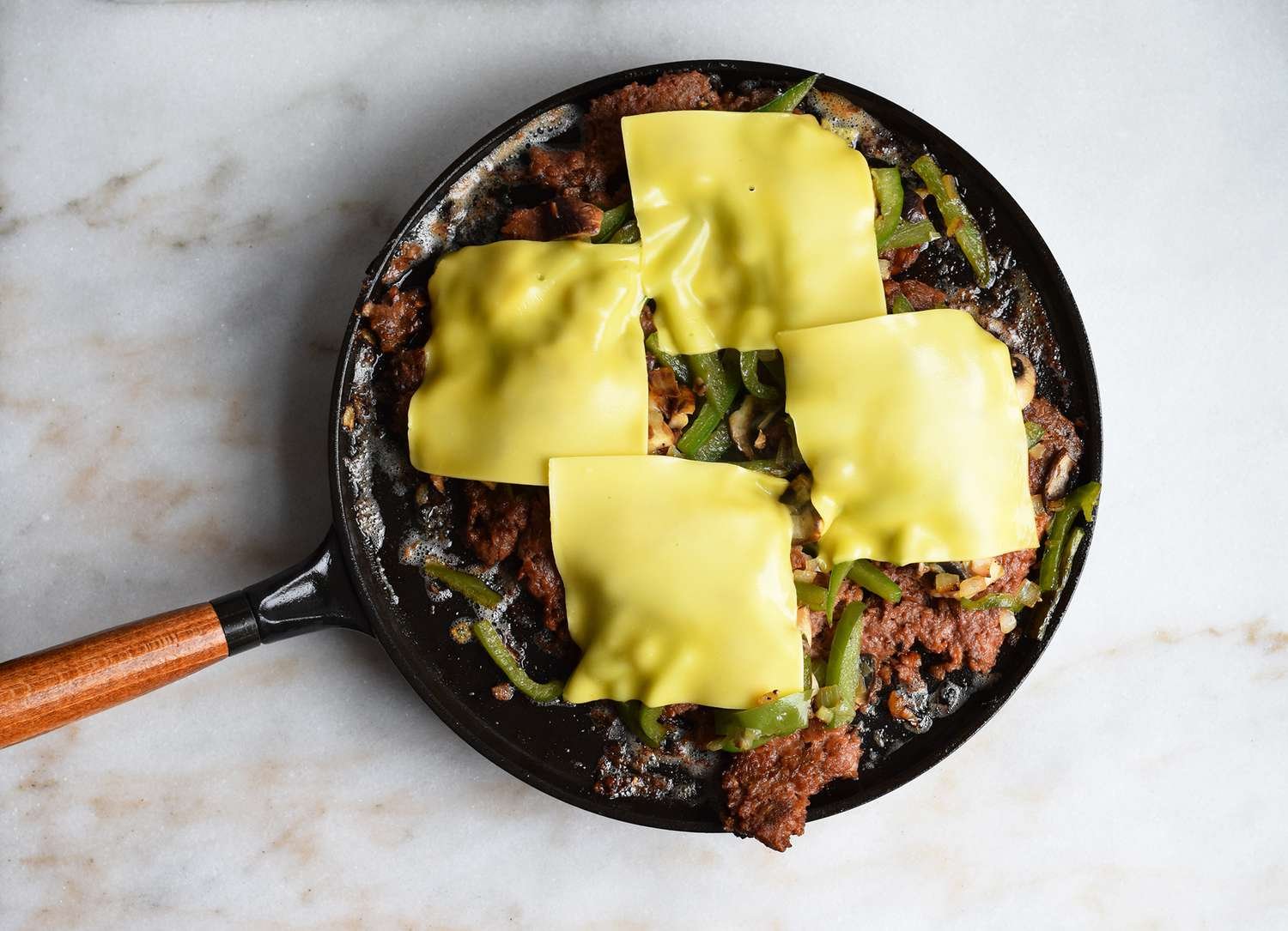 Melted cheese on beyond meat