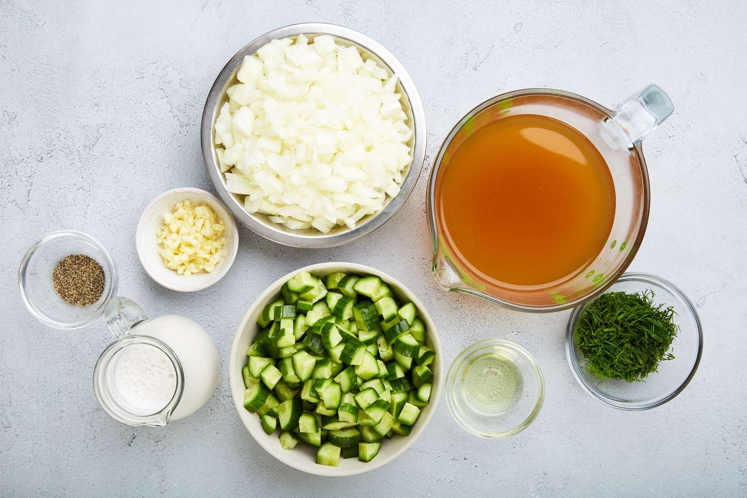 Gather ingredients for cucumber soup