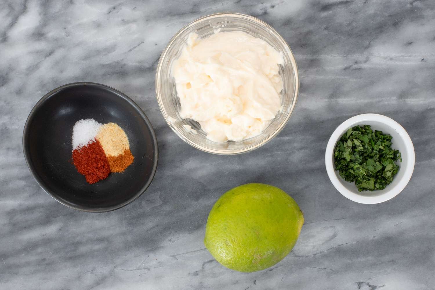 ingredients for cilantro lime mayo dip