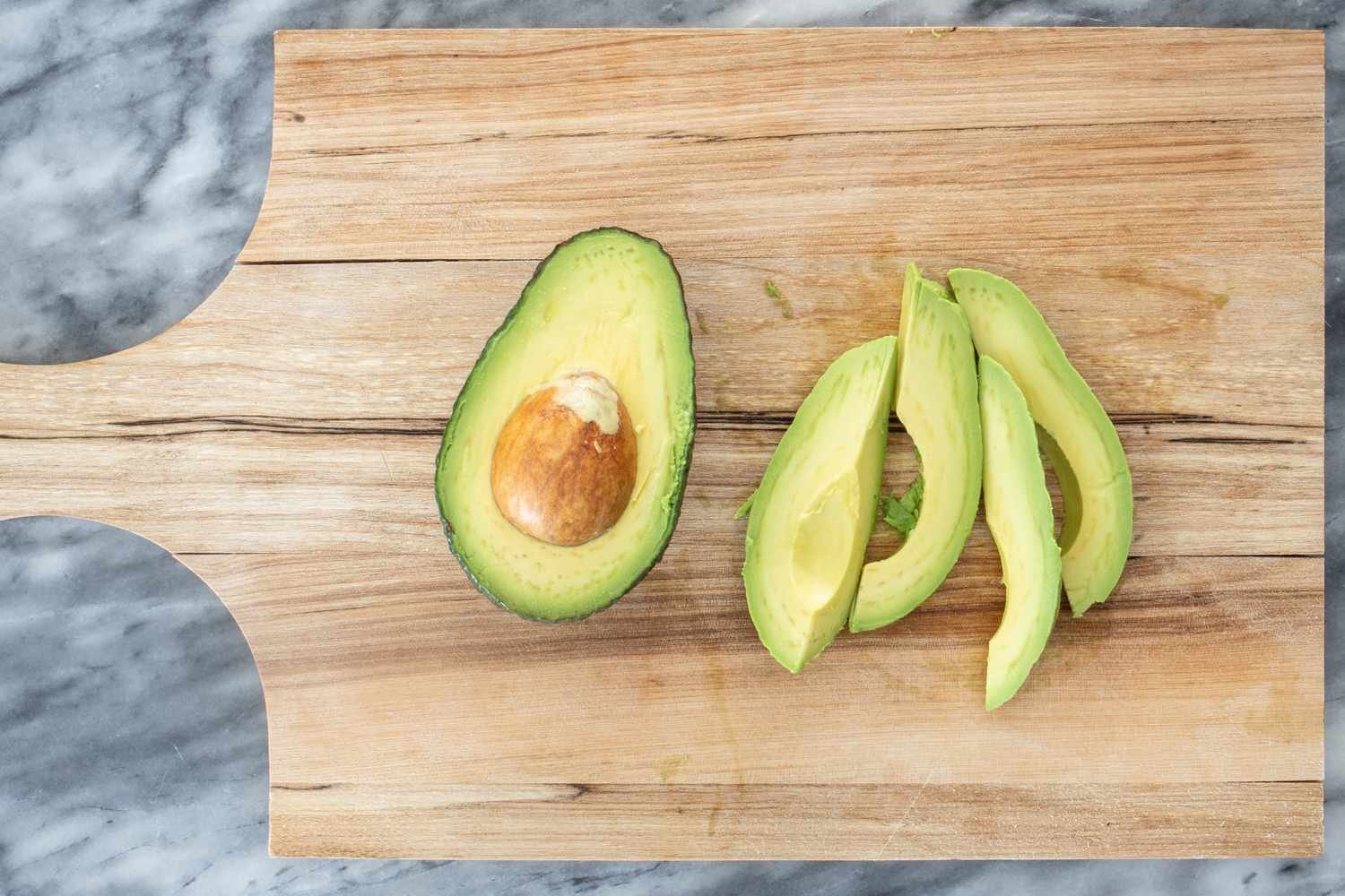 avocado prep on a cutting board