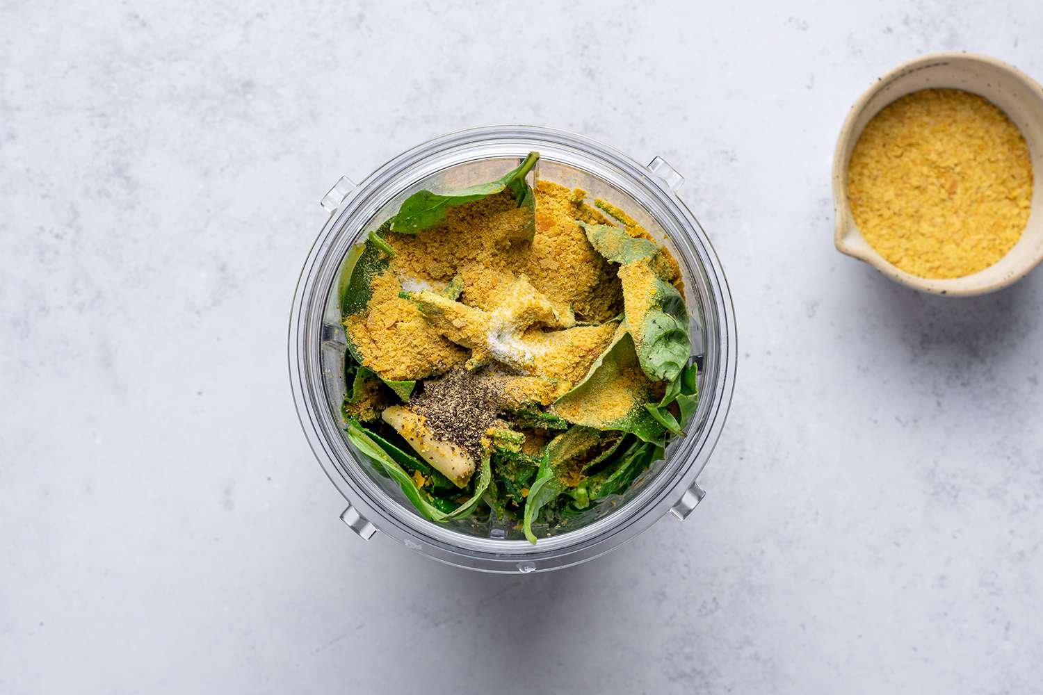 Salad dressing ingredients in a blender