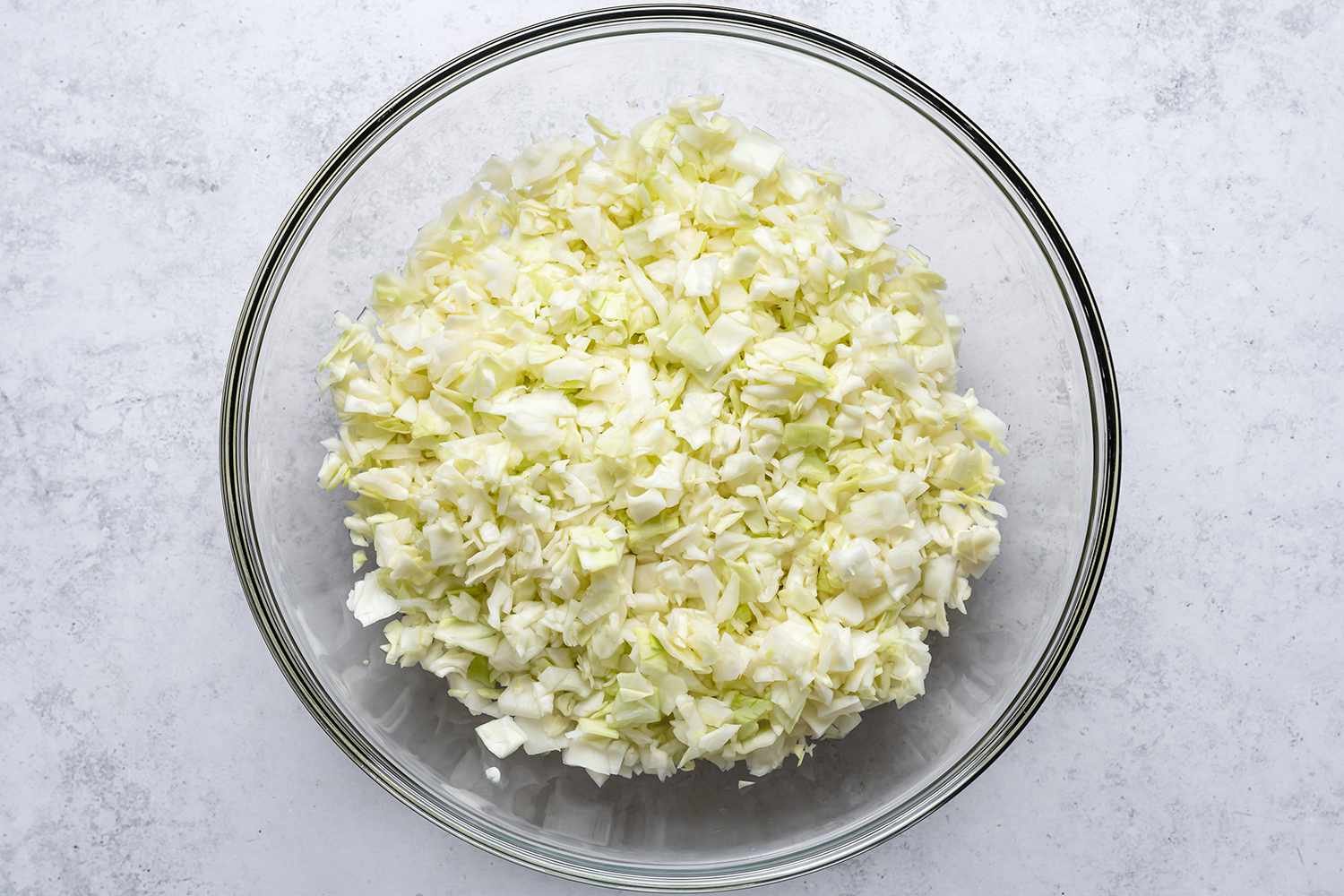 Diced cabbage in a large bowl