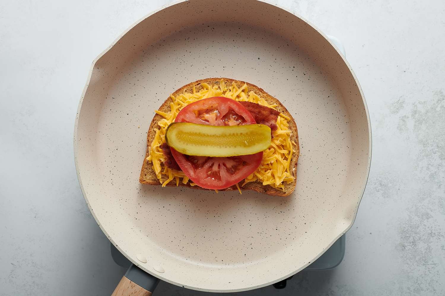 Layered ingredients in the skillet