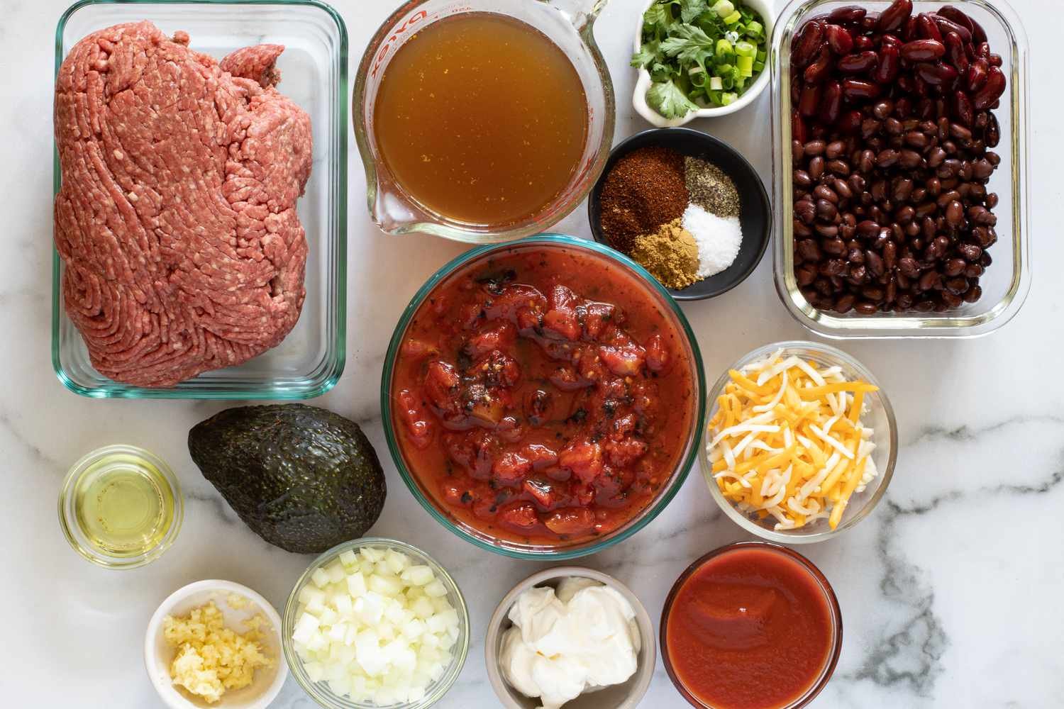 Ingredients for instant pot chili