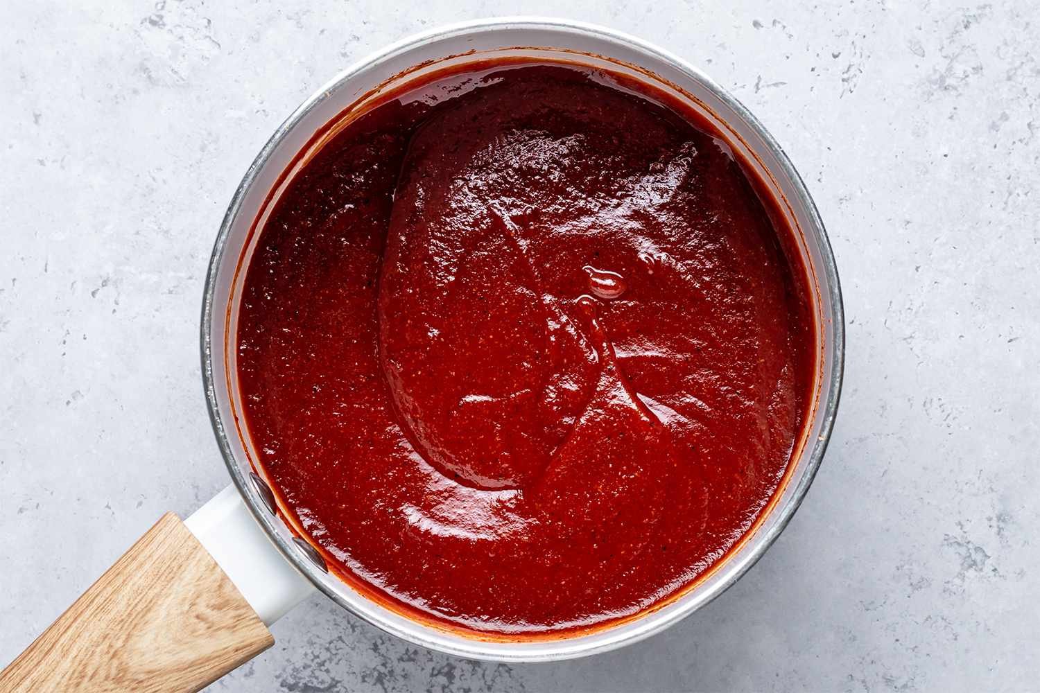 Barbecue sauce ingredients cooling in a pot