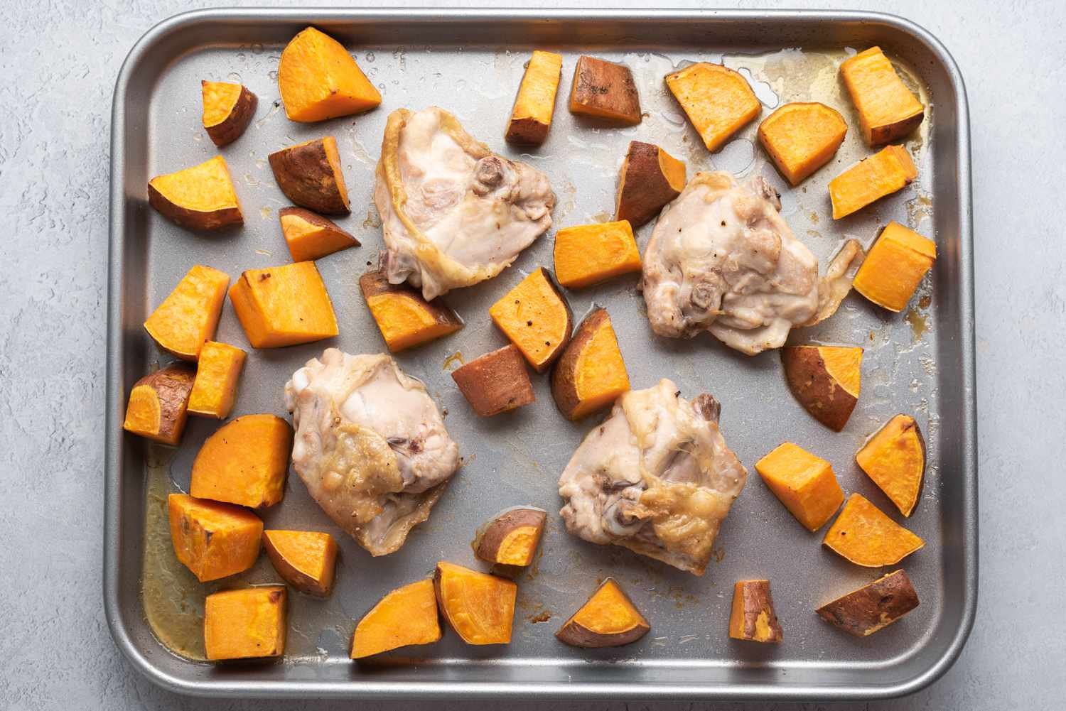 Chicken and Sweet Potatoes on Sheet Pan