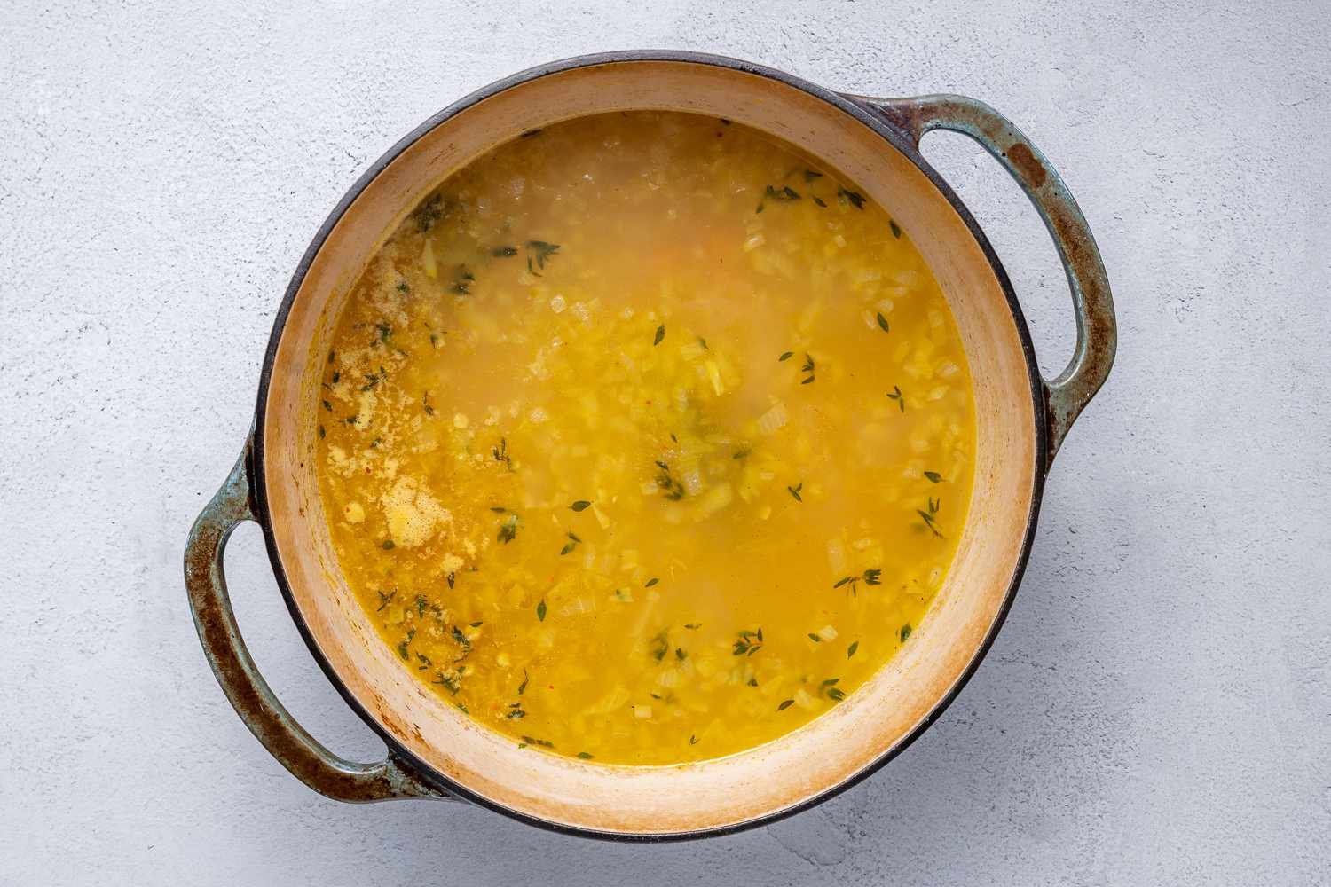 Toasted pasta soup ready to serve